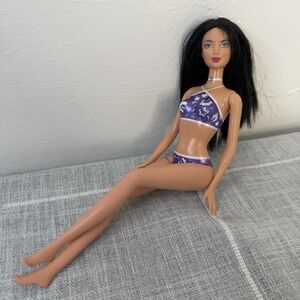 1999 Barbie Palm Beach Lea Doll Purple Swimsuit Permanent Dark Hair VTG